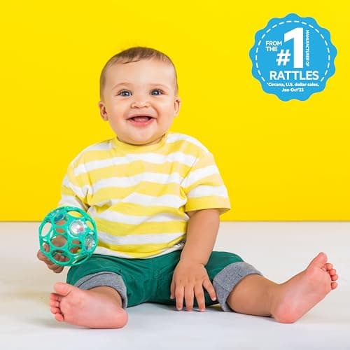 Bright Starts Oball Easy-Grasp Rattle BPA-Free Infant Toy in Teal, Age Newborn and up, 4 Inches - Image 2