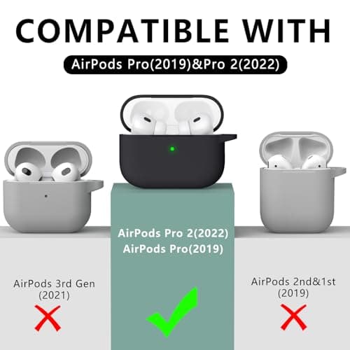 Ljusmicker for AirPods Pro Case Cover with Cleaner Kit,Soft Silicone Protective Case for Apple AirPod Pro 2nd/1st Generation Case for Women Men,AirPods Pro 2/Pro Case Accessories with Keychain-Black - Image 7
