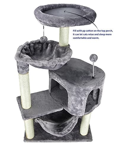 YUNIQUE Cat Tree with Cat Condo and Big Hammock, Grey - Image 4