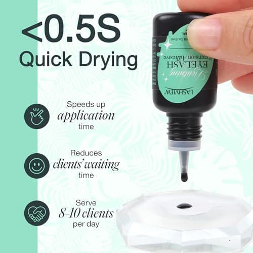 LASHVIEW Eyelash Extensions Glue, 0.3 Sec Fast Drying Retention 6-8 Weeks Black Adhesive Professional Sensitive Waterproof Glue 5ml /0.17 fl.oz FH01 - Image 2