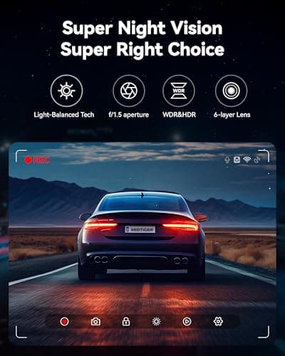 REDTIGER Dash Cam Front Rear, 4K/2.5K Full HD Dash Camera for Cars, Included 32GB Card, Built-in Wi-Fi GPS, 3.18” IPS Screen, Night Vision, 170°Wide Angle, WDR, 24H Parking Mode(F7NP) - Image 3