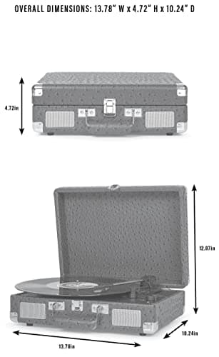 Crosley CR8005E-BH Cruiser Plus Record Player, Blush | 3-Speed Turntable, Bluetooth In / Out, Built-in Stereo Speakers, Isolated Internal Speakers Minimize Vibration - Image 8