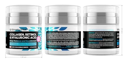SimplyVital Collagen, Retinol & Hyaluronic Acid Cream - Anti-Aging Face Moisturizer for Face, Firming Skin Care Neck & Décolleté - Made in USA, Daily Moisturizer Face Cream Day & Night - 1.7 fl.oz. - Image 9