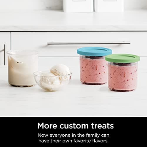 Ninja CREAMi Pints 2 Pack, Compatible with NC299AMZ & NC300s Series CREAMi Ice Cream Makers, Genuine Ninja Pint, BPA-Free & Dishwasher Safe, Color Lids, 1 Pint Each, Clear/Lime/Aqua, XSKPLID2CD - Image 5