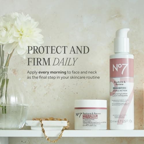 No7 Restore & Renew Multi Action Face & Neck SPF 30 Day Cream - Firming & Hydrating Face Moisturizer with Hyaluronic Acid to Help Reduce the Appearance of Wrinkles - Fragrance-Free (1.69 Fl Oz) - Image 5