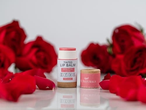 J&L Naturals Tinted Lip Balm | Vegan & Cruelty Free Lip Stain | Zero Waste Makeup | Plastic-Free, Hydrating & Moisturizing Lip Tint | Made in US (Duo (2-Pack), Rose Petal Glow) - Image 3