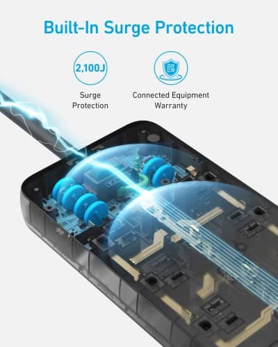 Surge Protector Power Strip (2100J), Anker 12 Outlets with 1 USB C and 2 USB Ports foriPhone 15/15 Plus/15 Pro/15 Pro Max, 5ft Extension Cord, Flat Plug, 20W USB C Charging for Home, Office,TUV Listed - Image 4