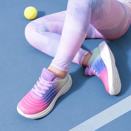 DREAM PAIRS Girls Boys Shoes Kids Lace up Tennis Sparkle Glitter Athletic Running Sneakers,Size 12 Little Kid,Pink/Blue/Light Green,SDRS2330K - Image 5