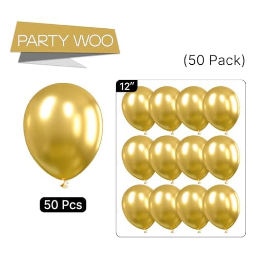 PartyWoo Metallic Gold Balloons, 50 pcs 12 Inch Gold Metallic Balloons, Gold Balloons for Balloon Garland or Balloon Arch as Party Decorations, Birthday Decorations, Baby Shower Decorations, Gold-G101 - Image 8