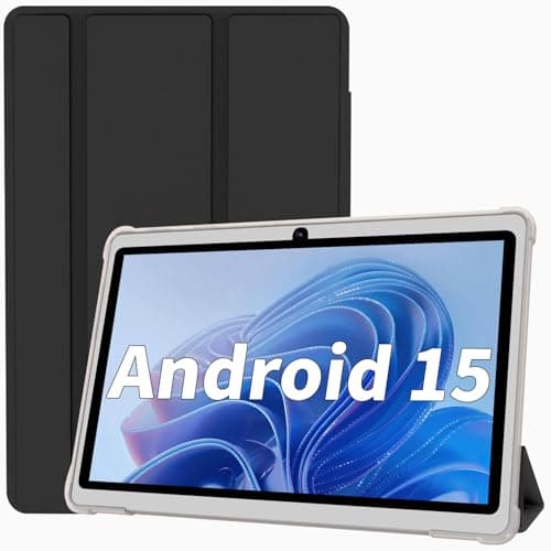 HNVHNV Android 15 Tablet 7 Inch Tablet, 9GB RAM 32GB ROM 1TB Expansion, Quad-core Processor, Dual Camera, 5G/2.4G WiFi, Bluetooth, Parental Control, Drop-Proof Case (Black)