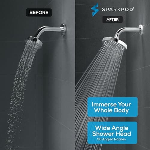 SparkPod Shower Head - High Pressure Rain - Premium Quality Luxury Design - 1-Min Install - Easy Clean Adjustable Replacement for Your Bathroom Shower Heads (Luxury Polished Chrome, 6 Inch Round) - Image 2