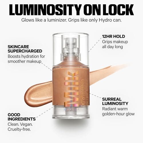 Milk Makeup Hydro Grip + Glow Primer with Hyaluronic Acid – Illuminating Face Primer Grips Makeup for Up to 12 Hours – Silicone-Free, Hydrating Formula with Radiant, Golden Finish – 1 oz - Image 3