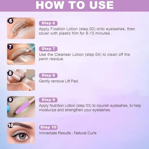 Lash Lift Kit, Eyelash Perm Kit, 5 Sets Lash Perm Kit Eyelash Lift Kit, Eyebrow Lamination Easy for Beginner, Professional Eyelash Curling Lash Extension Set, Home Achieve Semi-Permanent Curling - Image 6