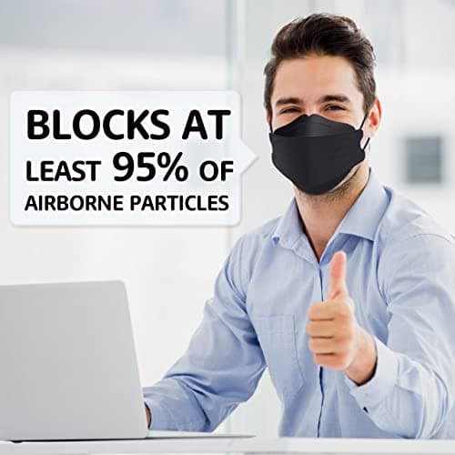 LEVENIS KN95 Face Masks 50 Pack, Breathable Comfortable and Disposable KN95 Mask, Black - Image 6