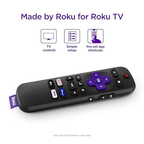 Roku TV Remote Control (Official Manufacturer Product) - Simple Setup, & Pre-Set App Shortcuts - Replacement Remote Compatible with RokuTV Models ONLY (Not Roku Players) - Image 3