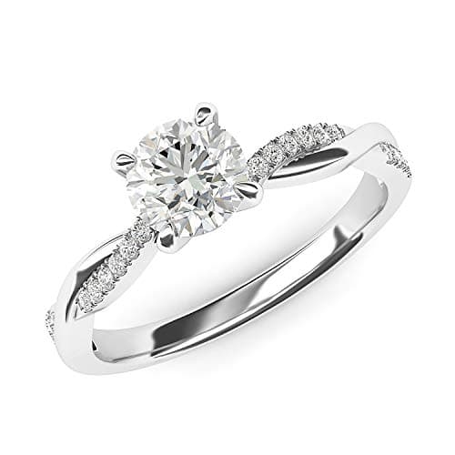 14k White Gold 4-Prong Petite Twisted Vine 1.0 CT Genuine Moissanite Engagement Ring Promise Bridal Ring (7) - Image 2
