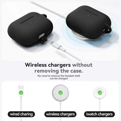 Ljusmicker for AirPods Pro Case Cover with Cleaner Kit,Soft Silicone Protective Case for Apple AirPod Pro 2nd/1st Generation Case for Women Men,AirPods Pro 2/Pro Case Accessories with Keychain-Black - Image 5