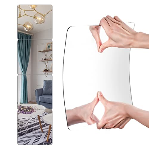 JEOYOO Wall Mirror Full Length, on Door Mirrors, Cheap Mirror Acrylic, shatterproof Gym Mirrors for Home Gym, 8"X8"-4 Pcs, Workout Non Glass Mirrors for Bedroom, Over Door Mirror Kids - Image 2