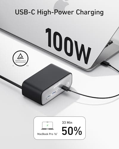 Anker Nano Charging Station(100W Max), 7-in-1 USB C Power Strip for iPhone 16/15/14 and MacBook Air/Pro, 5ft Thin Cord,3AC, 2USB A,2USB C,Power Delivery Desktop Accessory for Home&Office(Black) - Image 3