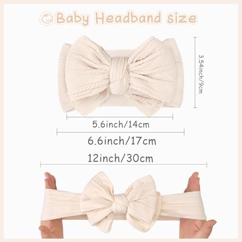 CÉLLOT 6 Pcs Super Stretchy Soft Handmade Headbands with Double Bows Head Wrap Nylon Hair Accessories For Newborn Baby Girls Infant Toddlers Kids(Pink) - Image 2
