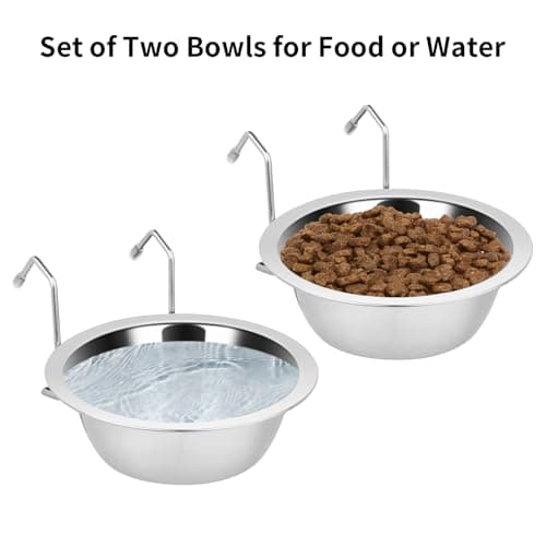 Fri4Free 2PCS Kennel Water Bowl Hanging,Stainless Steel Puppy Bowls for Small Dog Cage,Kennel, Crate, Catio Accessories,Dog Crate Water Bowl Dish Feeder Food Holder No Spill(8oz/1cup) - Image 4