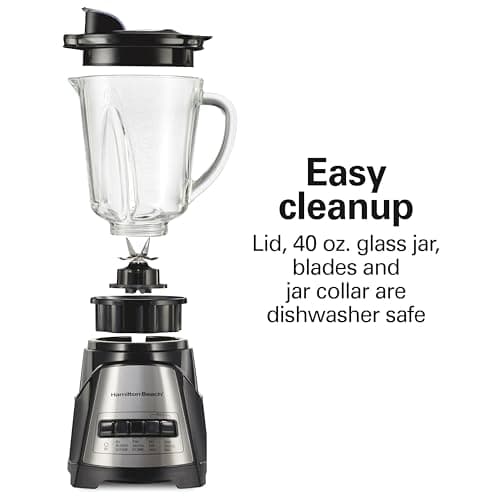 Hamilton Beach Power Elite Wave Action Blender For Smoothies, 40 Oz Glass Jar, 12 Functions Including Puree, Crush Ice, 700 Watts - Black (58148A) - Image 5