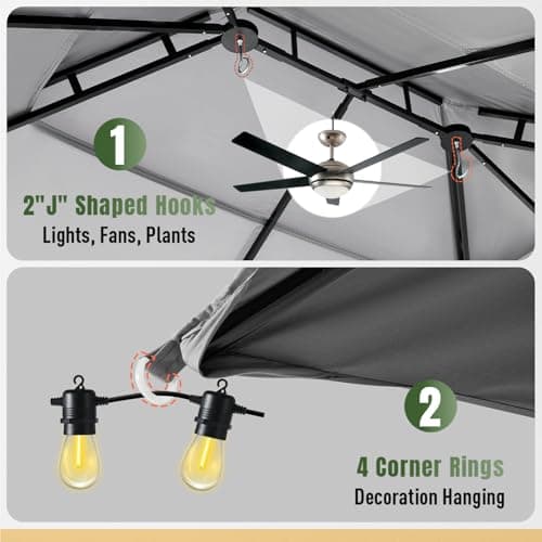 AOXUN Outdoor Gazebo for Patio 10x12, Metal Frame Canopy with Double Roofs, Heavy Duty Party Tent and Shelter with Mosquito Netting and Privacy Screen for Backyard, Lawn, Garden, Deck - Image 5