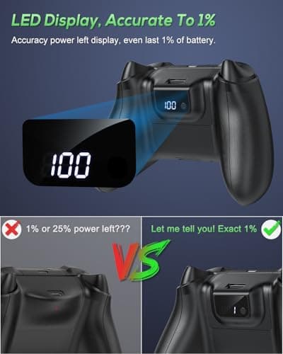 YUANHOT Rechargeable Battery Pack for Xbox Series X/S, LED Display 2 Pack 5180mWh Fast Charging for Xbox Controller Battery Pack, Remote Play and Charge Kit for Xbox Series X/S Accessories - Image 2