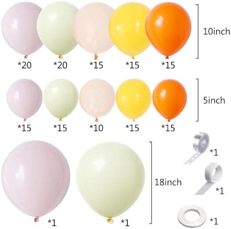 Amazon.com: 160Pcs Pink Yellow Orange Balloon Garland Arch Kit, Pastel Pink and Yellow Latex Balloons for Baby In Bloom Birthday Bee Bear Lemon Theme Groovy Thanksgiving Harvest Party Decorations : Home & Kitchen - Image 4