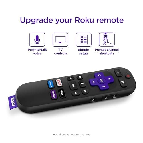 Roku Voice Remote | Replacement TV Remote Control with Voice Control, Simple Setup, & Pre-Set App Shortcuts - Compatible with Roku TV, Players, & Audio Devices - Image 2