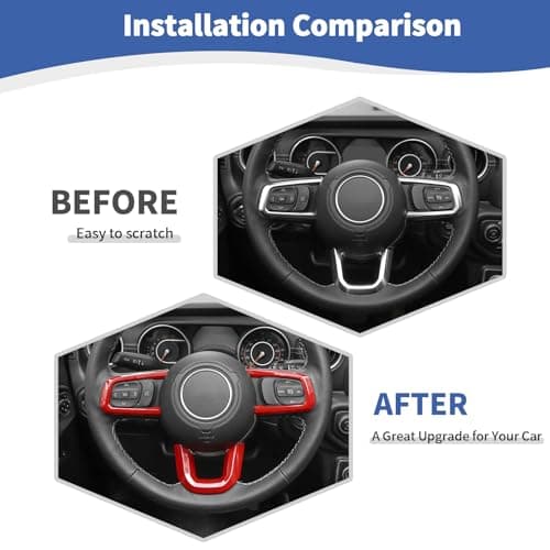 RT-TCZ for Wrangler JL Steering Wheel Trim Decal Panel Red for Jeep Wrangler JL JLU 2018 up for Gladiator JT 2020 up Red Interior Accessories 3pcs - Image 3