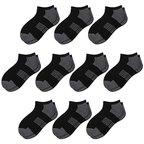 Comfoex 10 Pairs Boys Socks Low Cut Ankle Socks For Kids 8-10 4-6 6-8 Years Old Short Athletic Socks With Cushioned Sole