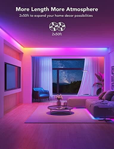 Govee 100ft RGBIC LED Strip Lights, Smart LED Lights Work with Alexa and Google Assistant, LED Lights for Bedroom WiFi App Control Segmented DIY Multiple Colors, Color Changing Light, (2 x 50ft) - Image 3