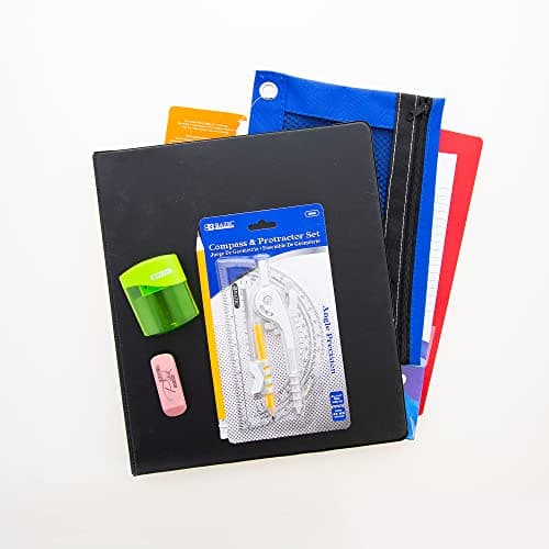 BAZIC Middle High School Kit Supply Box 65 Count for Student 7-12 Grades, Composition Book Compass, Color May Vary, 1-Pack - Image 7