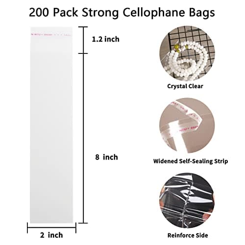SUREHOME Pretzel Rod Bags 200 Pcs 2x8 In Clear Self Sealing Cellophane Bags for Chocolate Covered Pretzel Stick Individual Resealable Plastic Cello Bag for Party Favors Candy Treats Popsicle Packaging - Image 6