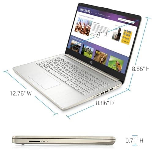 HP Touchscreen Laptop Computer, 4GB DDR4 RAM, 64GB eMMC, Intel Processor, 14 inch, WiFi 6, Bluetooth, Windows 11 Home S, Pale Gold - Image 7