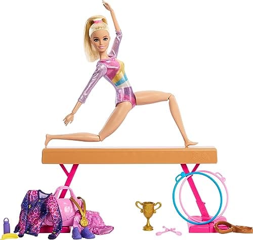 ​Barbie Gymnastics Doll & Accessories Playset | Blonde Fashion Doll, C-Clip for Flipping Action, Balance Beam, Warm-Up Suit & More - Image 5