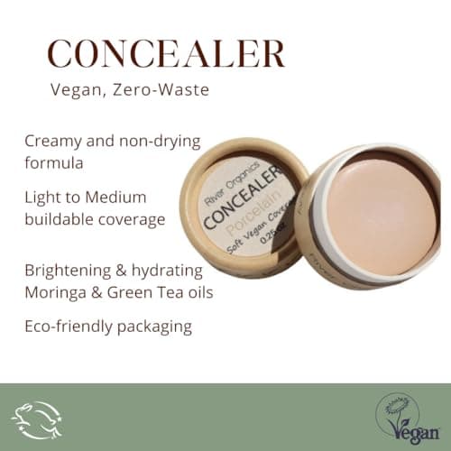 River Organics Zero-Waste Concealer | Gentle Sensitivei Skin Toxic-Free Formula | Vegan & Eco-friendly Compostable Jar | Under-eye and Uneven Skin-tone coverage (Porcelain) 0.25 oz - Image 4