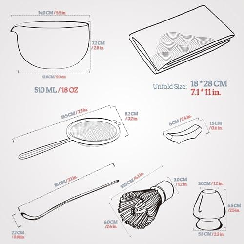 TEANAGOO Matcha Whisk Set Black,7 Pcs Matcha Set,Matcha Kit for Ceremony,Tradition Tea Set for Making Breakfast/Latte,Matcha Whisk Set with Bowl(Chawan)/Whisk and Holder,Gift for Family/Friend Charcoal Black 1 7pcs/set, Bowl with pouring spout - Image 9