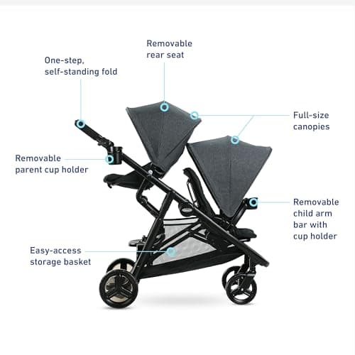 Graco Ready2Grow 2.0 Double Stroller Features Bench Seat and Standing Platform Options, Rafa - Image 6
