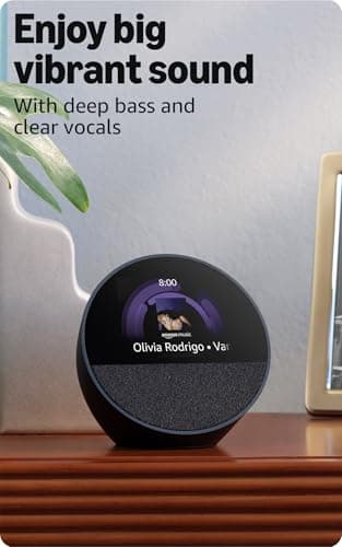 Amazon Echo Spot, Great for nightstands, offices and kitchens, Smart alarm clock with Alexa, Black - Image 4
