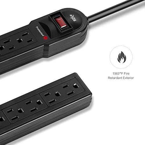 KMC 6-Outlet Surge Protector Power Strip 2-Pack, 600 Joule, Overload Protection, 2-Foot Cord - Image 6