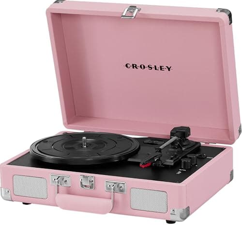Crosley CR8005E-BH Cruiser Plus Record Player, Blush | 3-Speed Turntable, Bluetooth In / Out, Built-in Stereo Speakers, Isolated Internal Speakers Minimize Vibration - Image 11