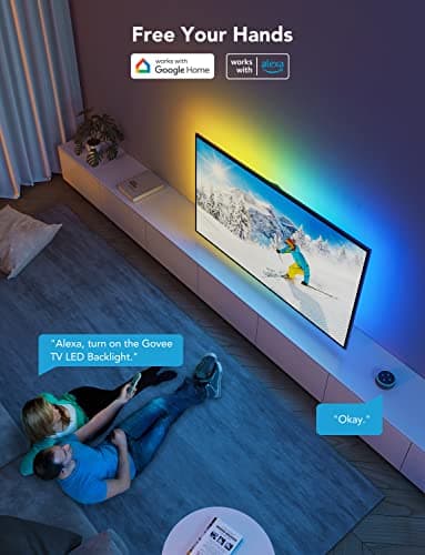 Govee TV LED Backlight, RGBIC Smart LED Strip Lights for 55-65 Inch TVs, Bluetooth and Wi-Fi APP Control, Works with Alexa & Google Assistant, Music Sync, 99+ Scene Modes, Adapter - Image 3