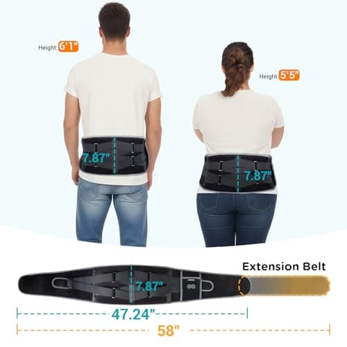 Comfytemp Cordless Heating Pad with Massager for Back Pain Relief, Portable Lower Back Massager Wearable, Birthday Gifts for Dad Mom Men Women Elderly, Rechargeable Period Cramps, 3 Heat Auto-Off, 58" - Image 5