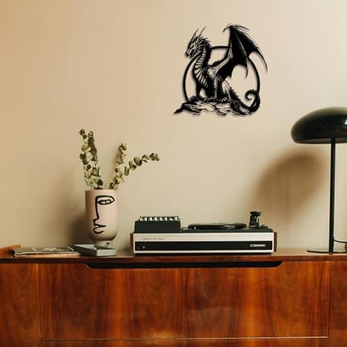 Rajukit Metal Dragon Wall Art – Dragon Wall Decor,Western Room Decor,Fantasy Decor for Living Room Bedroom Office - Image 3