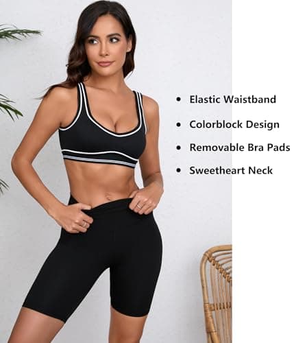 Move With You Womens Sweetheart Padded Sports Bra- Workout Fitness Square Neck Low Back Yoga Bra(Black,S1) - Image 4