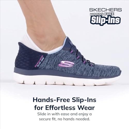 Skechers Women's Summits Hands-Free Slip-Ins – Memory Foam Insole, Heel Pillow, Vegan Materials Sneaker, Navy Purple, 12 - Image 2