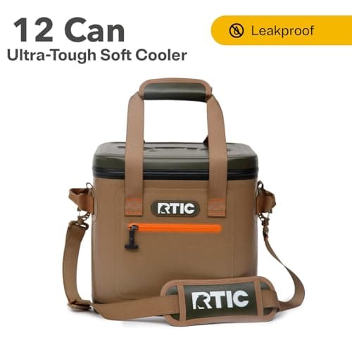 RTIC Ultra-Tough Soft Cooler 12 Can, Insulated Bag Portable Ice Chest for Lunch, Beach, Drink, Beverage, Travel, Camping, Picnic, Car, Trips, Floating Cooler Leak-Proof with Zipper, Tan - Image 2