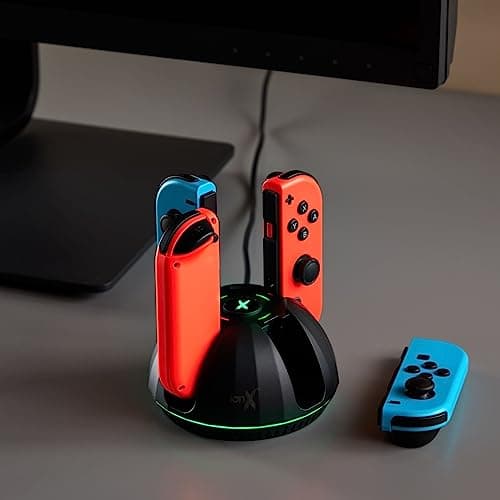 IonX Switch Charging Dock - Black, Compact, 4-Port USB-C Tabletop Mount - Fast Charging & LED Indicators - Compatible with Nintendo Switch Joy-Con Controllers - Image 2
